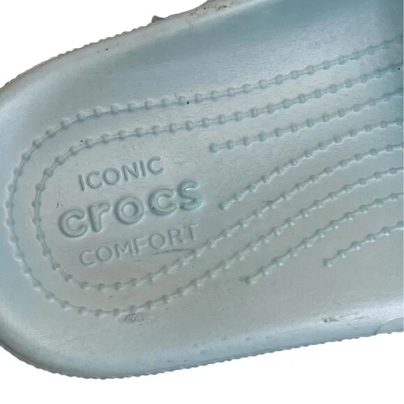 Crocs Classic Comfort Sandals Slip-On Flat Slide Blue Water Beach Shoe Size 10 - Picture 9 of 14